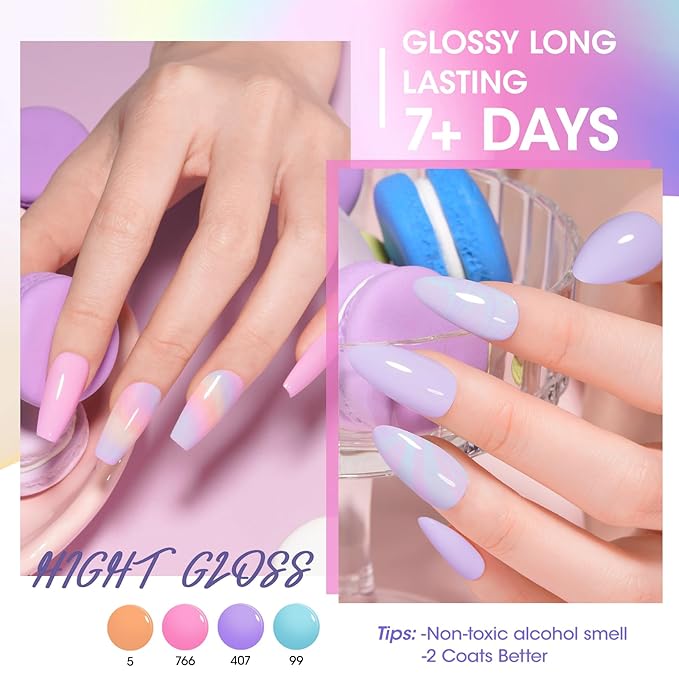 GELLEN Pastel Nail Polish, Quick Air Dry Non-gel Regular Nail Polish No Light Needed for Finger Toe & Fake Nails | 6-color Spring Summer Macaron, Apply 2 Thin Coats | Toxin TPO HEMA Free, No Chip