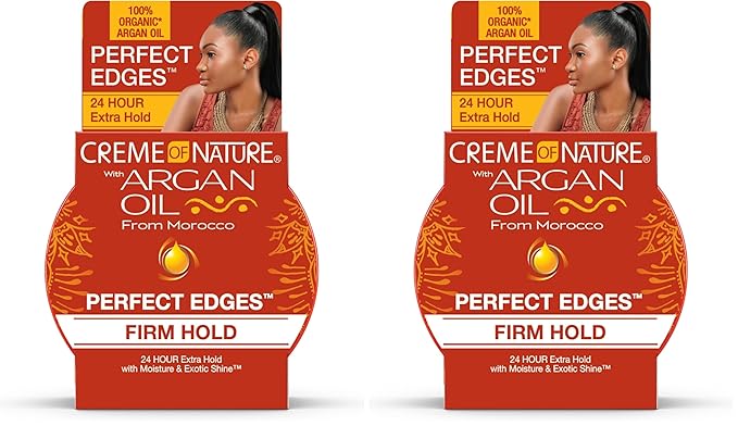 Creme of Nature with Argan Oil from Morocco Perfect Edges, 24 Hour Extra Hold with Moisture & Exotic Shine, 2.25 Ounce (Pack of 2)