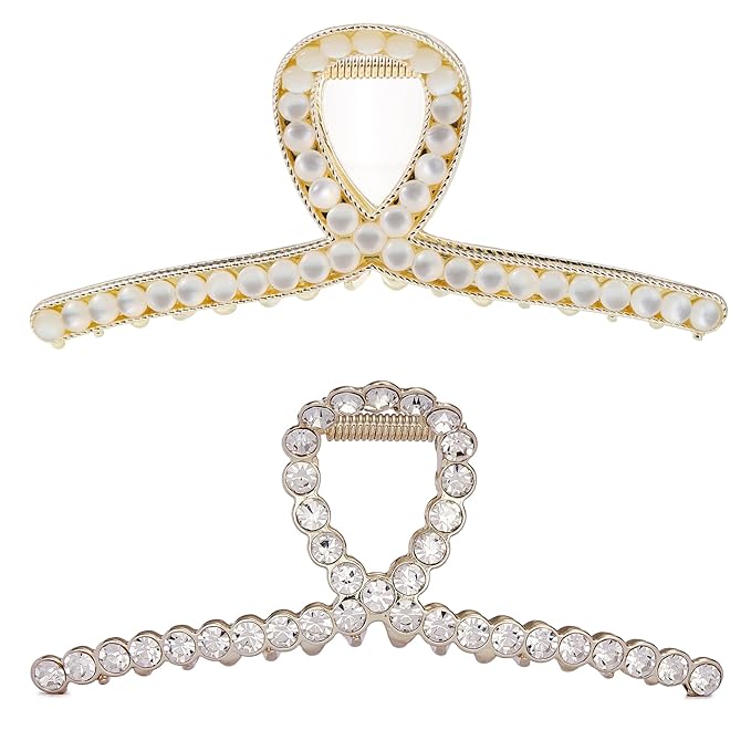 Rhinestone Hair Claw Clips, Vintage Opal Gold Metal Hair Jaw Clip for Women, Non Slip Hair Clamp for Long, Thick Hair Fashion Wedding Party Accessories Elegant Hair Barrettes Decorations for Ladies