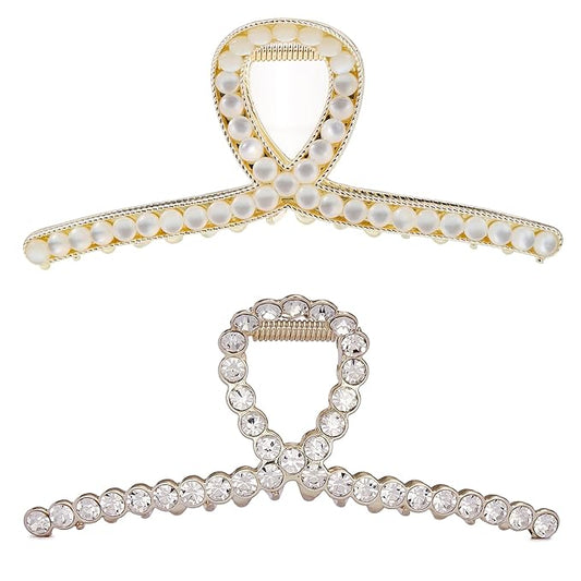 Rhinestone Hair Claw Clips, Vintage Opal Gold Metal Hair Jaw Clip for Women, Non Slip Hair Clamp for Long, Thick Hair Fashion Wedding Party Accessories Elegant Hair Barrettes Decorations for Ladies