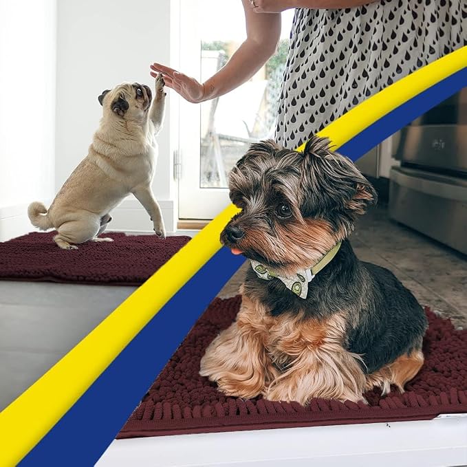 Muddy Mat® | Super Water Absorbent Door Mat Indoor, Microfiber Quick Dry Chenille Entryway Rug, Slip Resistant Front Door Mat, Indoor Mats for Entryway, Machine Washable Pet Rug, Rust 16" x 24"