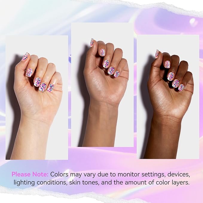 Confetti Nail Polish, Purple Blue Rose Gold Glitter Sparkle Nail Polishes with Hexagon Glitter, Rich in Castor Oil, Air Dry No Need U/V Lamp, Iridescent Geometric Nails Art Home DIY Gift