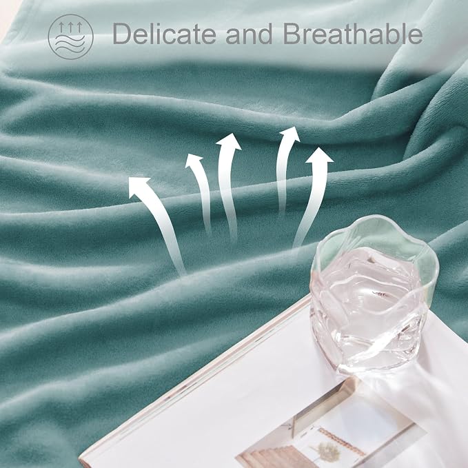 Exclusivo Mezcla Soft Fleece Throw Blanket for Couch, Celadon | 50x60 Inches, Double-Sided Brushed Flannel, Lightweight Plush Cozy Blanket for Home Decor, All Season, Machine Washable