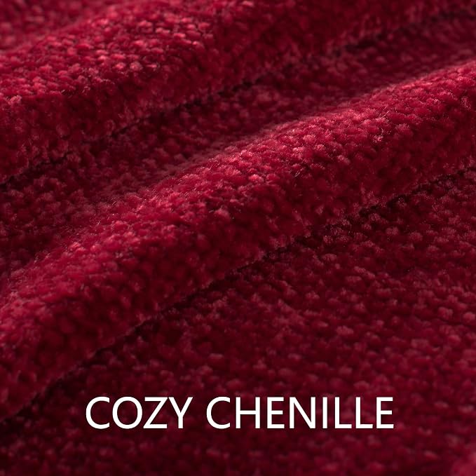 Chenille Throw Blanket for Couch 60" x 80" Twin, Red | Soft Cozy Throws with Fringe Tassel, for Living Room Bed Sofa Chair Cover, Lightweight Knitted Boho Blankets Christmas Decor