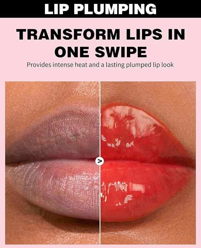 Plumping Lip Oil with Fresh Ginger Extract - Instant Fuller Lips, Ultra-Hydrating & Nourishing Glossy Lip Glow Oil, Lip Plumping Booster for Smooth, Defined Lips (#02 GIRLY SWIRLY, 1)