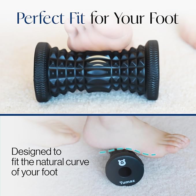 Tumaz Foot Roller 2025 Upgraded Version - Deeper Bumps Design | Plantar Fasciitis & Arch Pain Relief | Trigger Points & Deep Tissue Foot Massager | Portable, Black