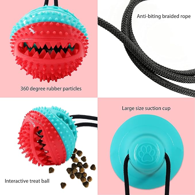 Askhald Dog Toys Chew Toys for Aggressive chewers, Puppy Training Treats Teething Rope Toys for Boredom Dog Puzzle Treat Food Dispensing Ball Toys for Puppies Teething (Blue)