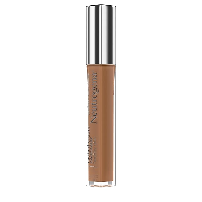 Neutrogena Healthy Skin Radiant Brightening Cream with Peptides & Vitamin E Antioxidant, Lightweight Perfecting Concealer, Non-Comedogenic, Mocha Medium/Deep 03 with neutral undertones, 0.24 oz