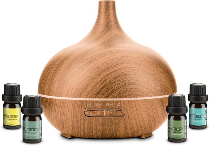 Essential Oil Diffuser – Premium Aromatherapy Diffuser with Essential Oils – Scent Diffusers for Home, Large Room, Office & Apartment Essentials – Air Diffuser - Includes 4 Essential Oils (400ml)