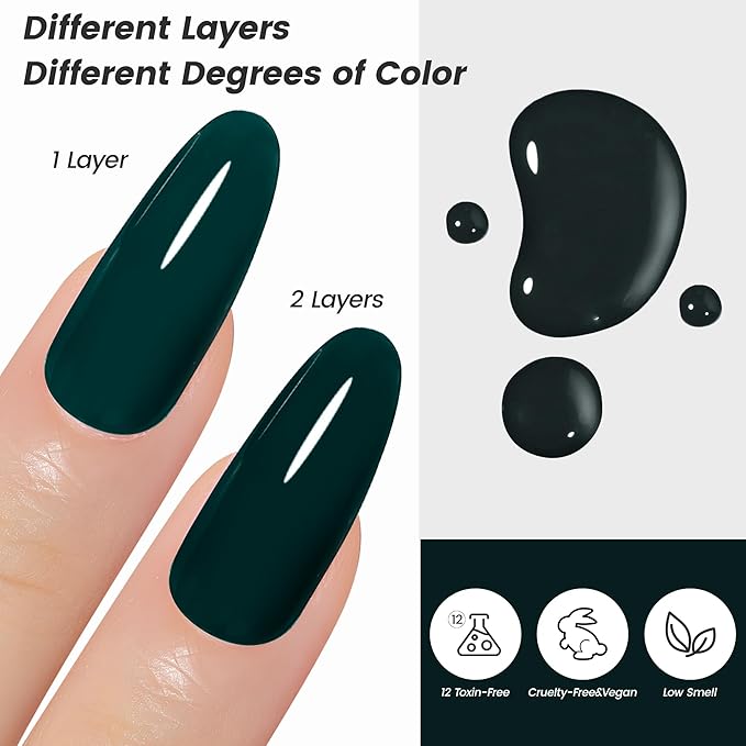 YTD Likomey Dark Emerald Green Gel Nail Polish,15ml Salon Home DIY Manicure and Pedicure Fall Winter Soak Off UV Color Varnish,CS415