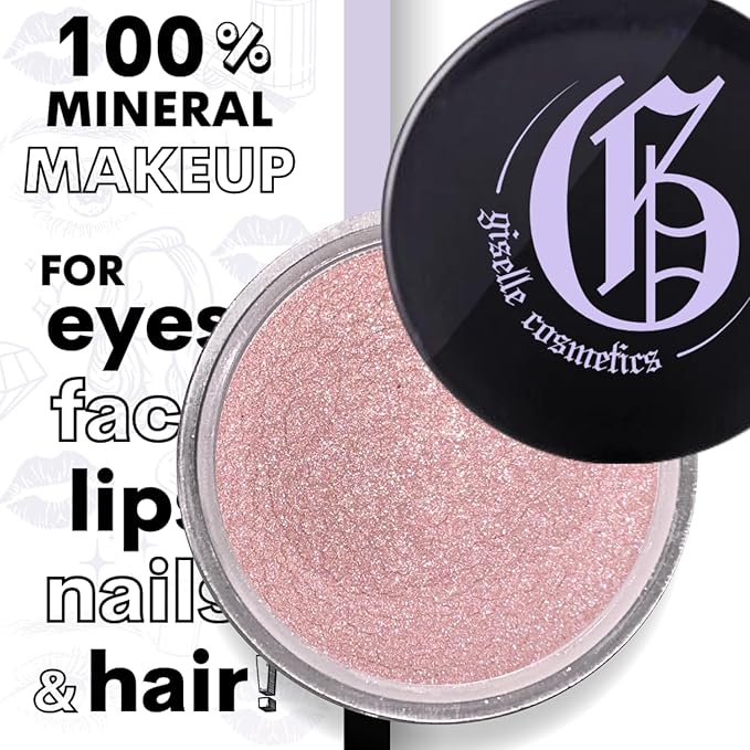 Brush Light Copper Loose Mineral Eye Shadow - Organic, Hypoallergenic, Talc-Free Makeup, Shimmer & Glitter Eyeshadow Palette, Pink & Metallic Iridescent Eye Shadow