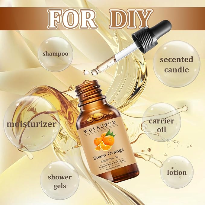 Sweet Orange Essential Oils 60ML, Pure Sweet Orange Essential Oil for Aromatherapy Diffuser - 2 Fl Oz