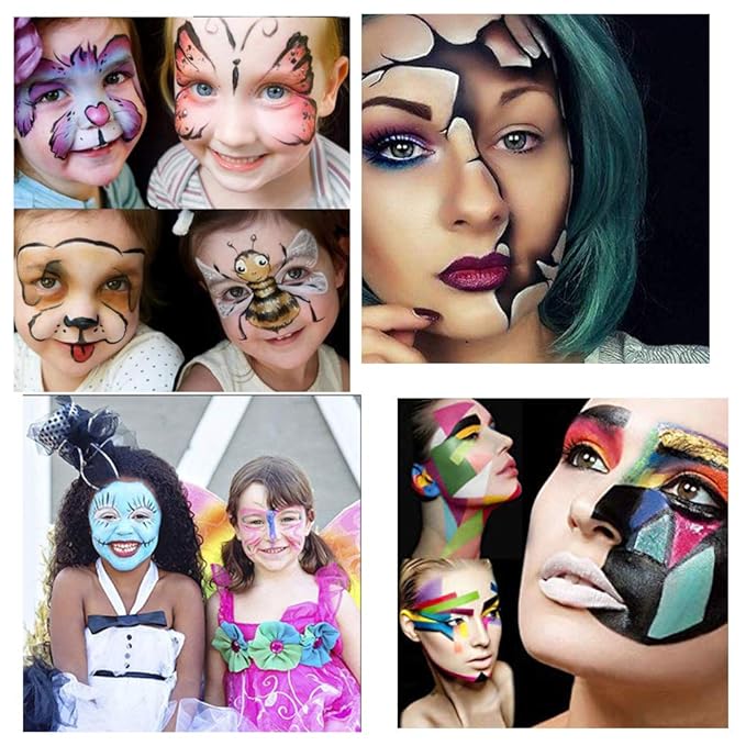 Face Paint, Body Paint Kit for Kids and Adults, Professional Painting Palette Water Based, 12 Vibrant Colors with Brushes, Hypoallergenic Safe Non-Toxic, Ideal for Halloween Party Festivals Costumes