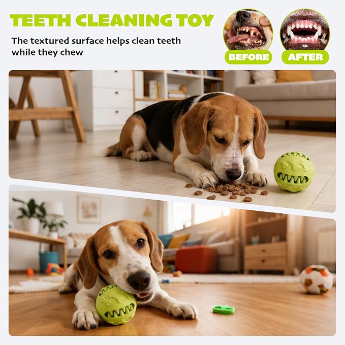 Dog Balls Treat Dispensing Toys for Medium & Large Breeds, 3inch / 7.5cm Natural Rubber Dog Puzzle Toy Slow Feeder for Mental Stimulation, Anxiety Relief & Interactive Play