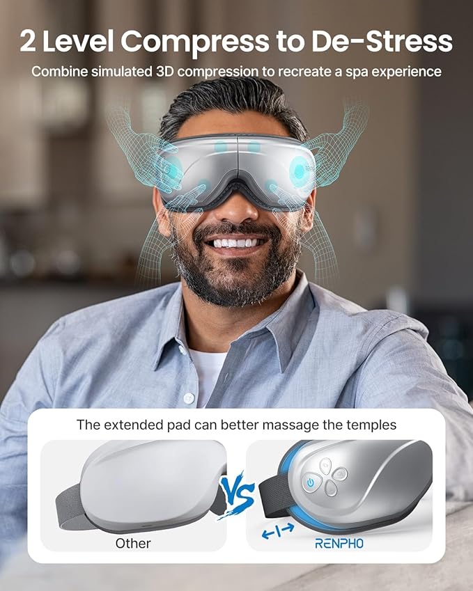 RENPHO Eyeris 2 Eye Massager with Heat, Birthday Christmas Gifts for Grandkids Mom Dad Women Men Face Massager, Heated Eye Mask for Improve Sleep