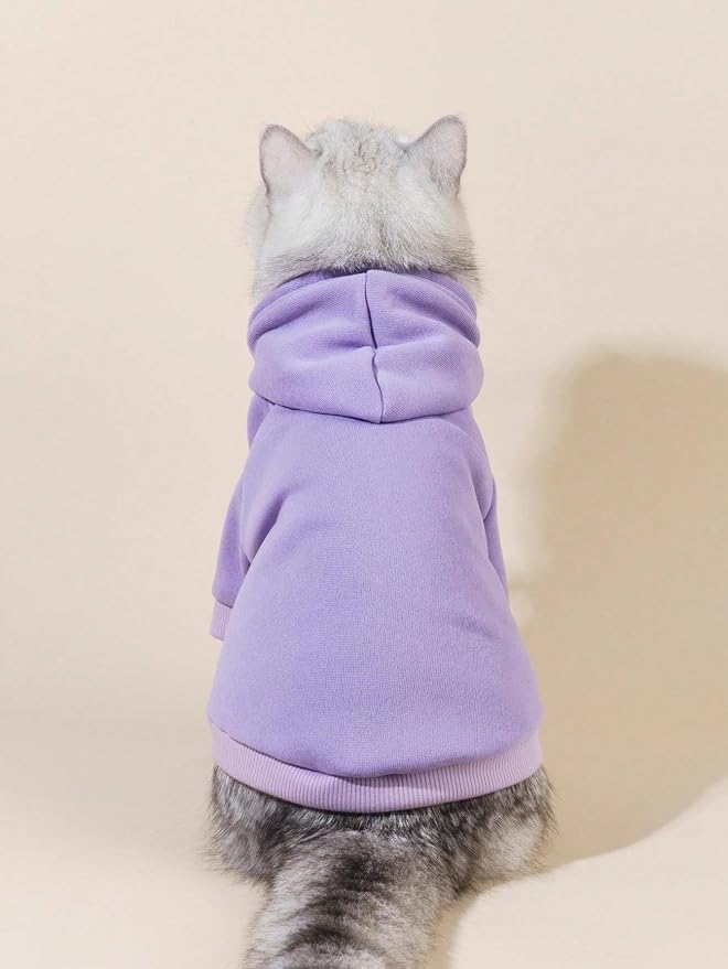 Basic Dog Hoodie Sweatshirt Puppy Sweater Warm Cat Costumes Pet Clothes for Chihuahua Puppy Kitten Small Medium Dogs Mauve Purple XX-Small
