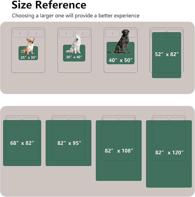 Waterproof Blanket - Reversible Dog Throw as Furniture Protector | Soft Velvet & Flannel, TPU Leak-Proof Liner, Machine Washable, Fits Couch and Bed, 82" x 120", Green/Cream