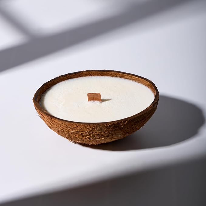 – Scented Candles Clearance | Coconut Shell Soy Wax Candle with Wooden Wick | Candles for Home Décor | Gift Idea for Women (1, Coconut)