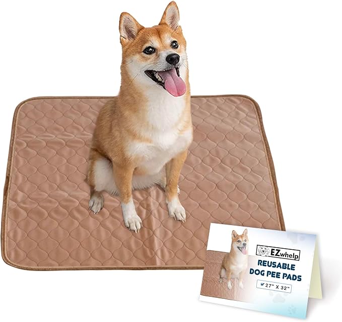 Reusable Dog Pee Pads, Washable Waterproof Mat 27x32 in, 2 Pack | 27x32 washable waterproof pee pads with rounded corners, reusable laminated puppy pads for potty training, 2-pack