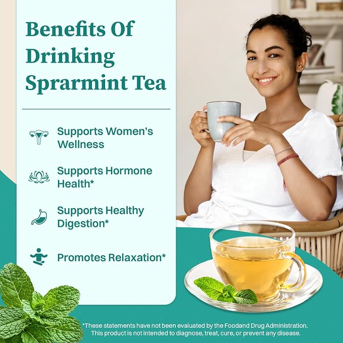 Spearmint Tea, 120 Servings | Healthy & Refreshing Mint Tea, Supports Digestion & Wellness, Caffeine-Free, Non-GMO