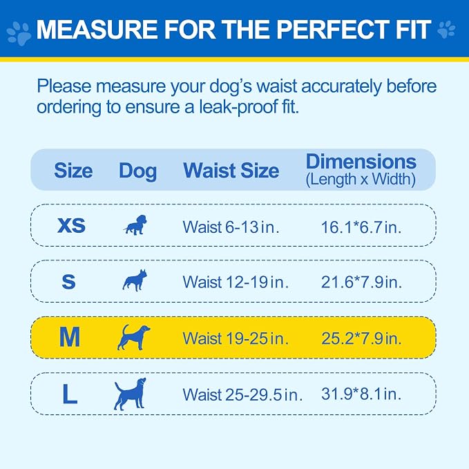 Wowflash 100 Count Dog Belly Bands for Male Dogs, Male Dog Diapers Disposable, Leakproof Dog Wraps with Wetness Indicator, Breathable Quick-Dry, Secure Fit for Doggy Puppy Training, Medium