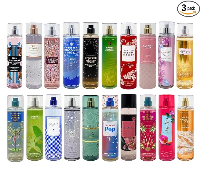 Bath & Body Works 3 Pack Assorted Fine Fragrance Mist Gift Bundle