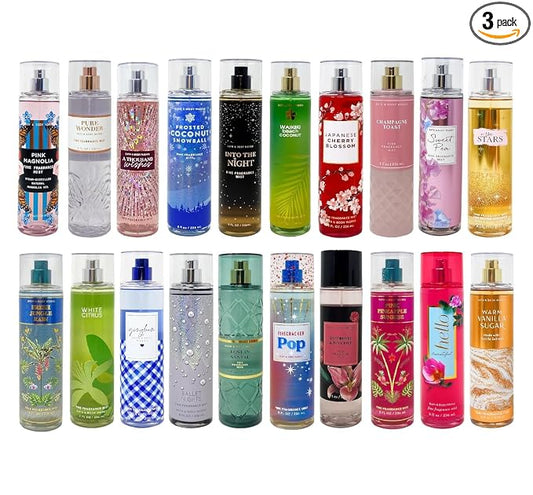 Bath & Body Works 3 Pack Assorted Fine Fragrance Mist Gift Bundle