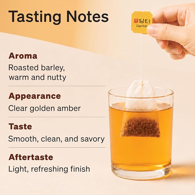 Damtuh Korean Roasted Barley Tea Bags, Caffeine-Free, 100 Count | Value Pack 100 Bags | Boricha | Mugicha | All Natural | Sugar-Free | Vegan | Hot or Iced | Nutty Flavor