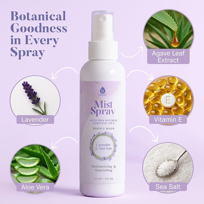 Lavender & Sea Salt Mist Body Spray – Multi-Use Aromatherapy with Essential Oils for Skin, Pillow Spray for Sleeping, Linen & Room Freshener, Hydrating Body Mist, 8.5 oz (Pack of 3)