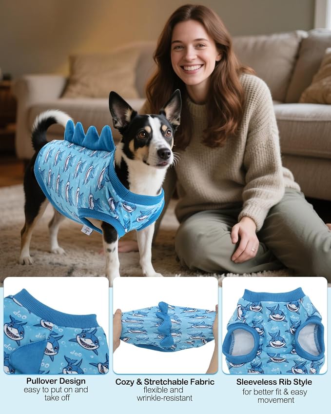 CuteBone Dinosaur Costume Dog Shirt, Stretchy Velvet T-Shirt Clothes for Small Dogs, Soft & Breathable Pet Tee Outfit Cat Apparel for Daily Wear, Cozy Pullover Design Puppy Fashion COSBX04S