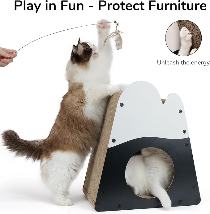 FUKUMARU Cardboard Cat Scratcher, 19.5 Inch Cat Scratching House Indoor | Mountain Shape Vertical Cat Scratcher, Durable Cat Scrathing Pad Board, Kitten Scratching Post for Large Cat, Safe & Secure