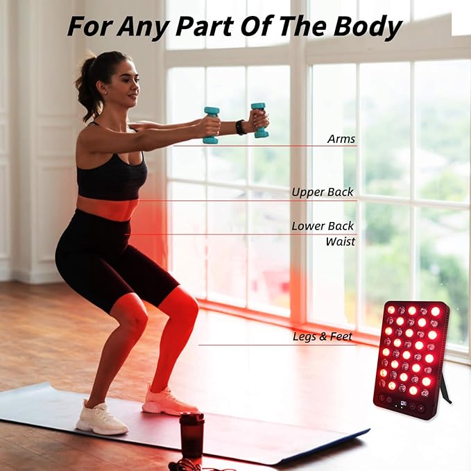 Red Light Therapy Panel, 200W High Power for Face and Body Pain Relief & Skin Care - Dual Chip 660nm Red and 850nm Infrared Light - Reduce Joint Inflammation, Improve Sleep, Built-in Timer