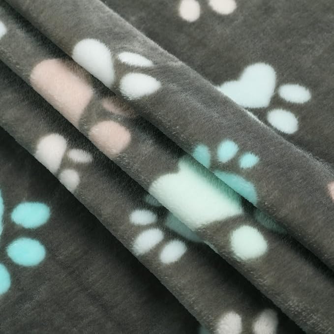 Luciphia Dog Blanket 3 Pack, Soft Cozy Fleece Throw for Puppy Cat,30"x20" | Fuzzy Flannel Small Pet Blanket Washable, Cute Paw Print for Crate Car Bed. Puppy Essential,Cat Stuff Gifts,Medium