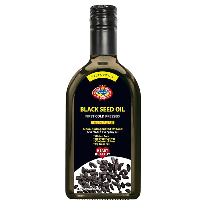 Black Seed Oil Cold Pressed Glass Bottle 11.83 OZ from Ukraine - Black Cumin Seed Cooking Oil for Soups, Salads, Baking