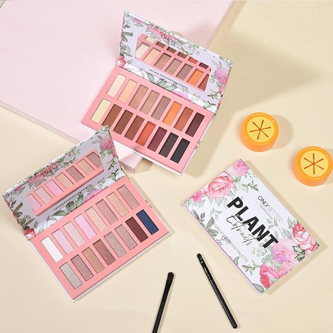 Vegan Nude Eyeshadow Palette - 16 Shades Organic, High Pigment, Long Lasting Shimmer