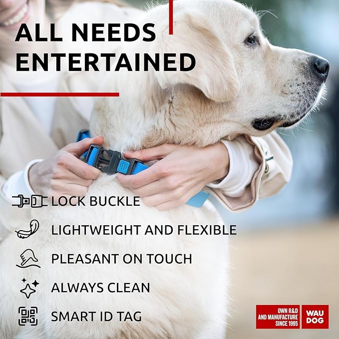 WAUDOG Waterproof Dog Collar - Adjustable Collar with Air Holder and QR Tag for Large, Small and Medium Breeds