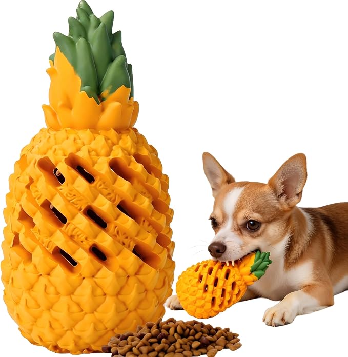 Indestructible Pineapple Dog Toy - Small Aggressive Chewers Training | Heavy Chew, Treat Dispenser, Power Chewer, Durable Puzzle, Tough Interactive, Easy Clean