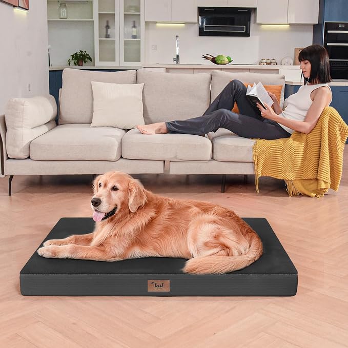 Outdoor Waterproof Orthopedic Dog Bed for Medium Size Dogs | Egg Crate Foam for Joint Support, Fits 36x23 Crates, TPU Waterproof Layer, Machine Washable 1680D Oxford Cover, Up to 50 lbs