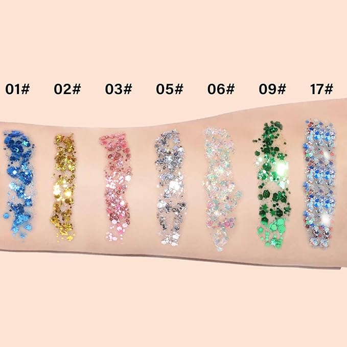 Body Face Glitter Makeup - Christmas Face Glitter Kids Stocking Stuffers, Sparkly Chunky Hair Glitters, Mermaid Birthday Decorations Rave Outfits for Kids (Fourth of July Body Glitter)