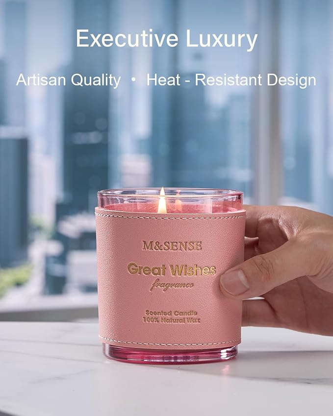 M&SENSE Summer Floral Scented Candles, Pink, Soy Wax 10oz | Non Toxic, 42-Hour Clean Burn, Gifts for Women, Relaxing Aromatherapy, Stress Relief