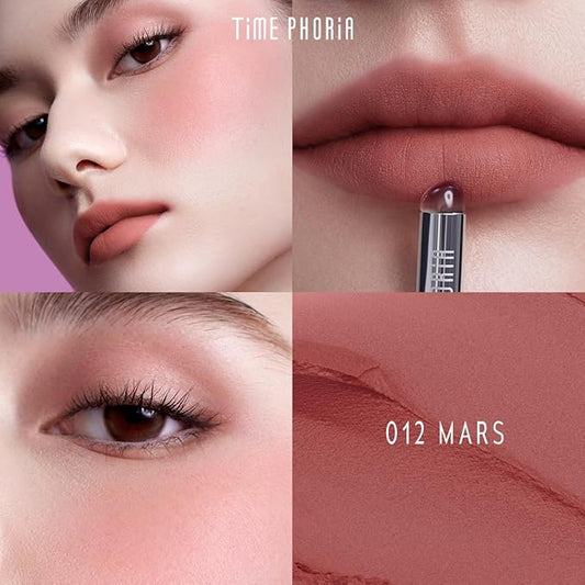 ORBITA LIP AND CHEEK BLURRING POT | Lip & Cheek Tint with Soft Velvety Mud Texture, Blur Matte Finish Lipstick, Featherlight, Multi-Use Makeup, Buildable Color, Long-Wearing (012 Mars)