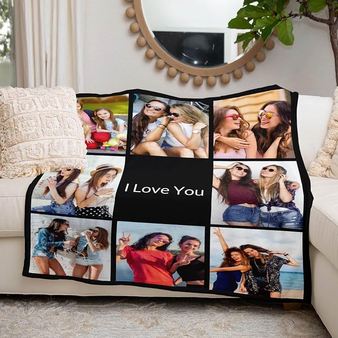 inkArts Custom Blanket with Photo, Personalized Photo Blanket, Customized Picture Blankets, Customizable Blankets, Personalized Photo Gifts for Women Men Her Him