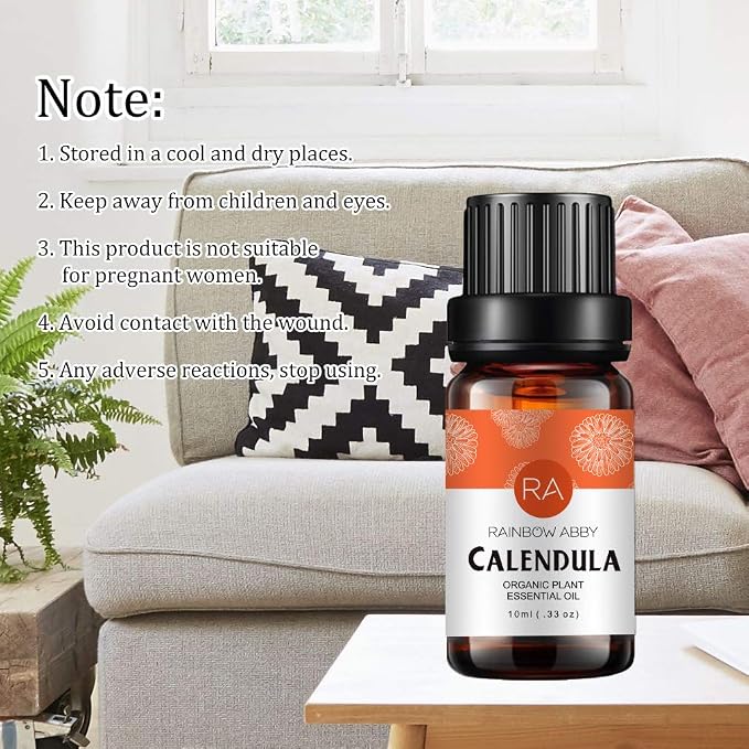 2-Pack Calendula Essential Oil 100% Pure Oganic Plant Natrual Flower Essential Oil for Diffuser Message Skin Care - 10ML