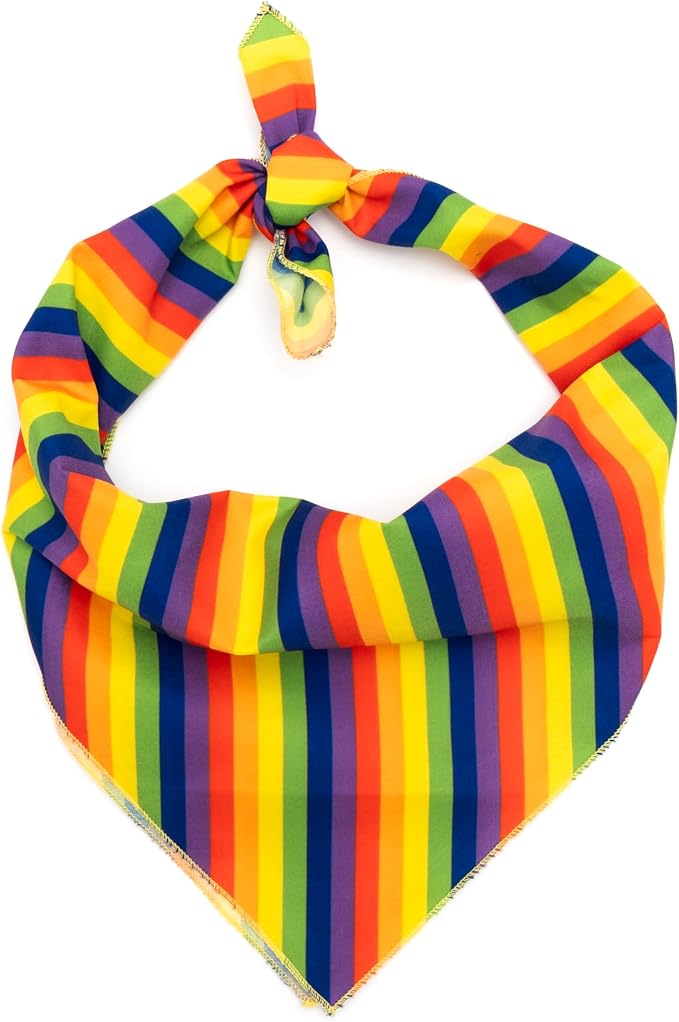 THE WORTHY DOG Icons Classic Tie-On Bandana for Dogs & Cats, Rainbow