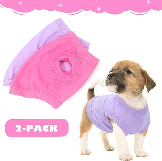 2 Pieces Dog Clothes for Small Dogs Girl Boy Spring Summer Puppy Soft Dog Shirt Solid Color Chihuahua Clothes Pet Clothing Cute Cat Cloth XXS~M (Rose,Purple, XX-Small)