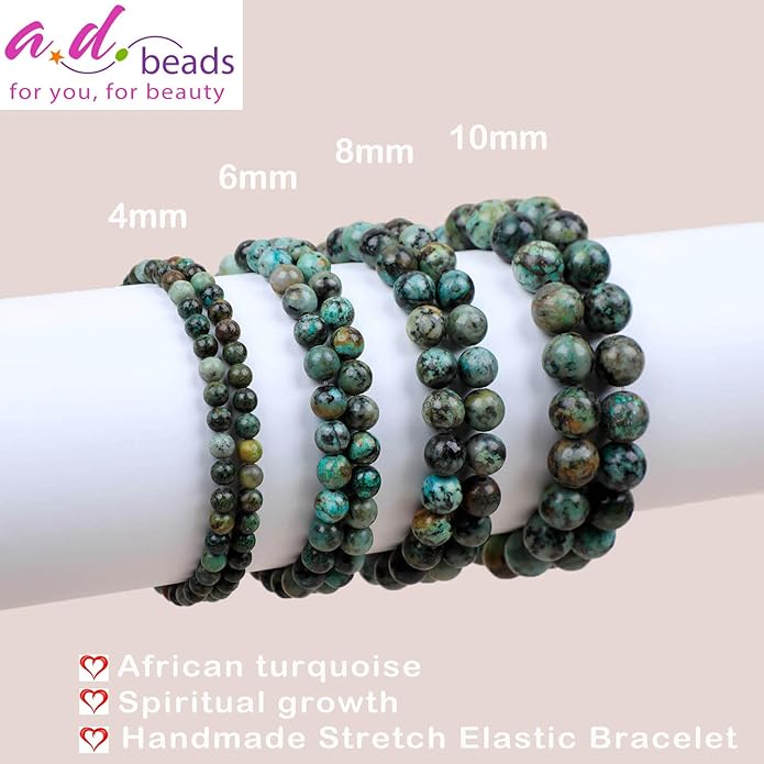 AD Beads Handmade Gemstone Stretch Elastic Bracelet Crystal Healing Reiki Nature's Beauty and Spiritual Essence Unisex