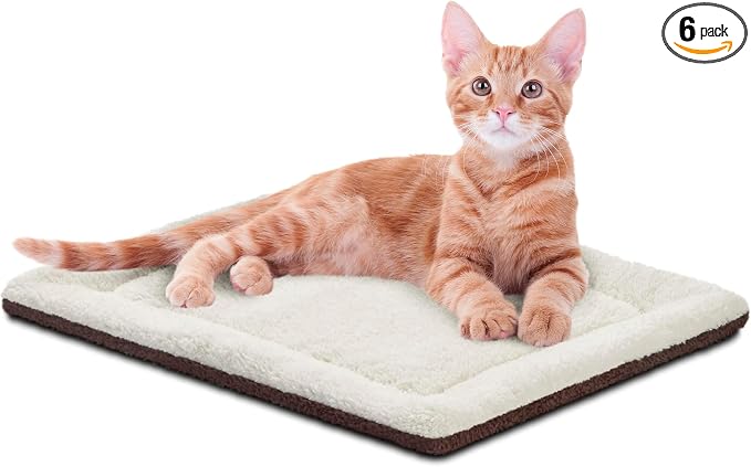 K&H Pet Products Self-Warming Cat Bed Pad,Self Heating Pad for Outdoor Cat Houses,Warming Mat for Indoor Pet Beds&Furniture,Reversible Blanket,Washable-Small 21 X 17in Oatmeal/Chocolate,(Pack of 6)