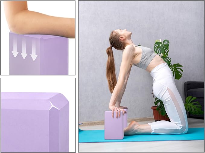 EXERZ Yoga Blocks 2 pack, Gym Blocks, Exercise Workout Fitness Bricks, Pilates Stretch Handstand Non-Slip