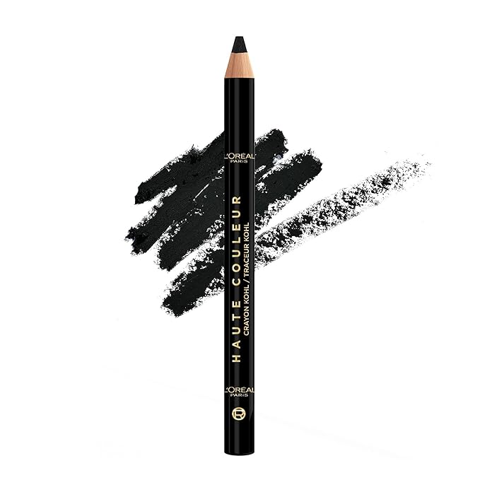 L'Oreal Paris Haute Couleur Kohl Eyeliner Pencil, Intense Eye Liner Color with Smooth Gel-Like Formula, Up To 12HR Eye Makeup Wear, 110 Black Silk