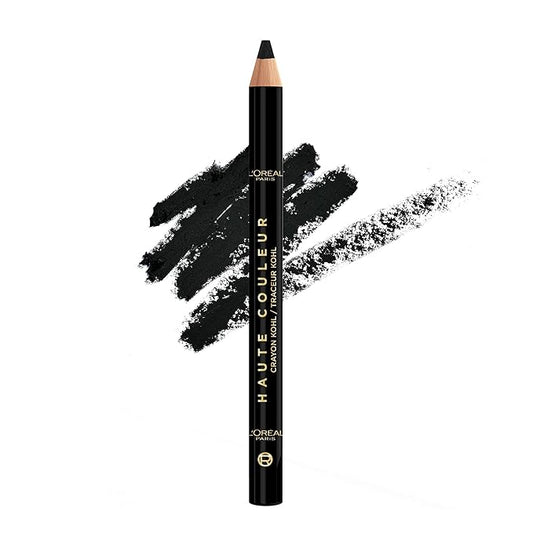 L'Oreal Paris Haute Couleur Kohl Eyeliner Pencil, Intense Eye Liner Color with Smooth Gel-Like Formula, Up To 12HR Eye Makeup Wear, 110 Black Silk